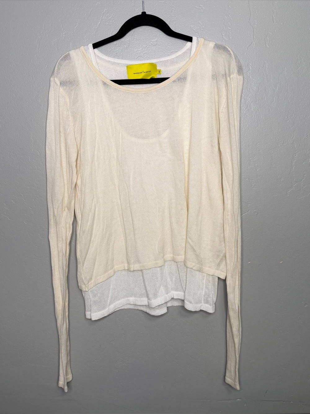 Marques'Almeida Womens Layered Wide-Neck Knit Top Blouse Sz XXL
